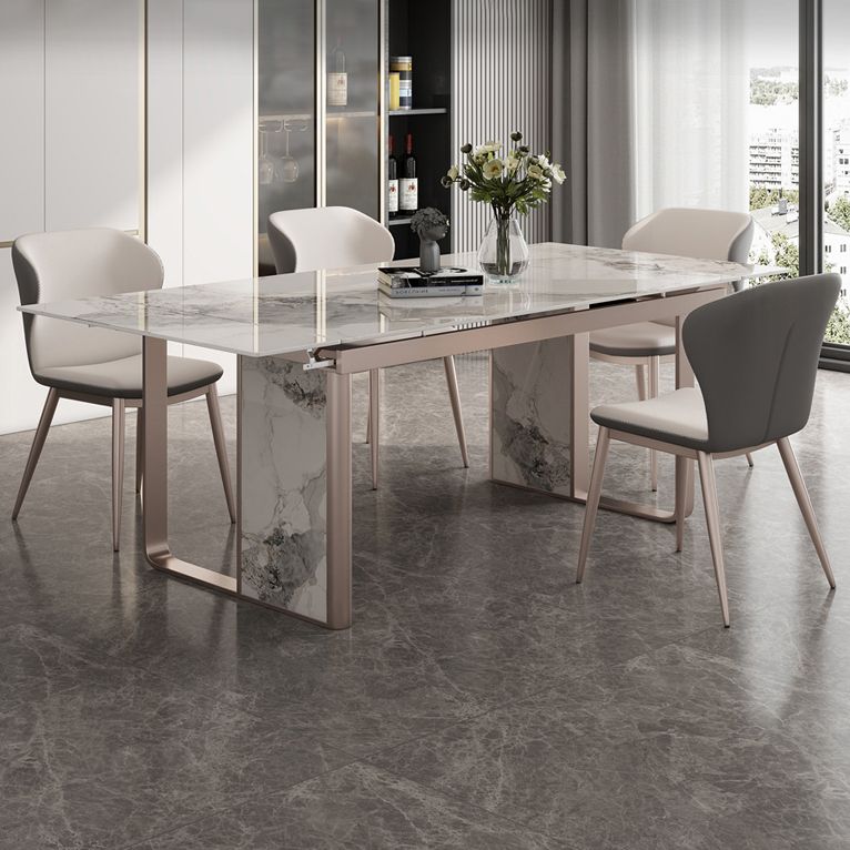 Traditional Luxury Style Dining Table Rectangle Sintered Stone Table with Double Pedestal Clearhalo ' dining_table' 'Dining Tables & Seating' 'Dining Tables' 'furn' 'furn_dining_table' 'Furniture' 'furniture_dining_table' 'Kitchen & Dining Furniture' 'kitchen&dining_furn' 'kitchen' 'kitchen_dining_table' 1200x1200_cc053a44-6ed4-4cbb-a285-1daf5b02523b