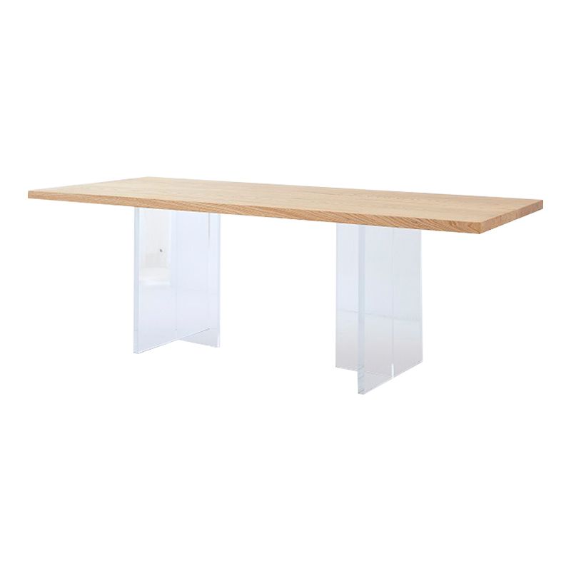 Modern Solid Wood Kitchen Table Rectangle Dining Table with Double Pedestal Clearhalo 'Dining Tables & Seating' 'Dining Tables' 'dining_table' 'furn' 'furn_dining_table' 'Furniture' 'furniture_dining_table' 'Kitchen & Dining Furniture' 'kitchen' 'kitchen_dining_table' 1200x1200_cc057234-b33f-4531-926a-85bc7cae1c50