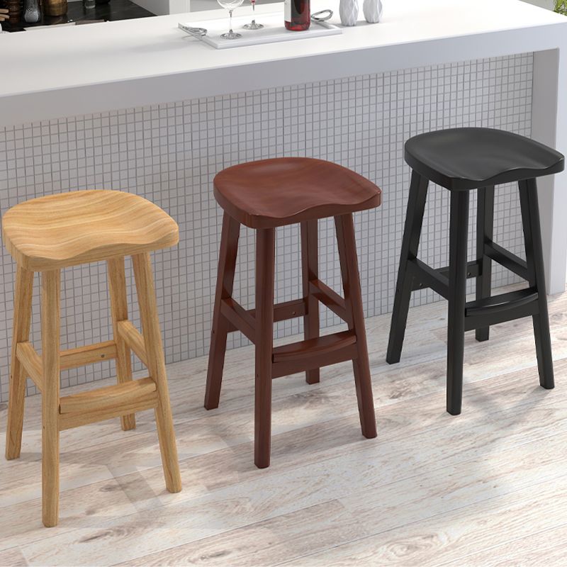 Solid Wood Modern Bar Stool Saddle Seat Backless Indoor Stool with Wood Legs Clearhalo 'Bar Furniture' 'Bar Stools' 'bar_stools' 'furn' 'furn_bar_stools' 'furniture_bar_stools' 'Kitchen & Dining Furniture' 'kitchen&dining_furn' 'kitchen' 'kitchen_furn' Furniture' 1200x1200_cc06775f-3950-444c-824a-1e04008ff349
