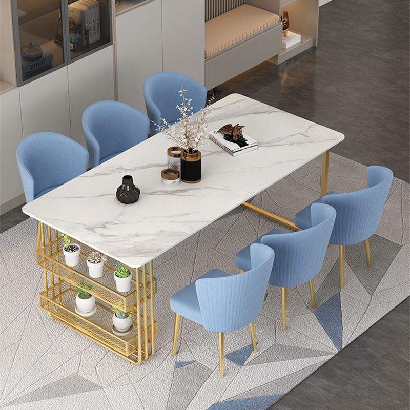 Traditional Luxury Dining Table Metal Double Gold Pedestal Table with Storage Clearhalo 'Dining Tables & Seating' 'Dining Tables' 'dining_table' 'furn' 'furn_dining_table' 'Furniture' 'furniture_dining_table' 'Kitchen & Dining Furniture' 1200x1200_cc0752dc-3c62-4275-b92c-a06b861c3f28