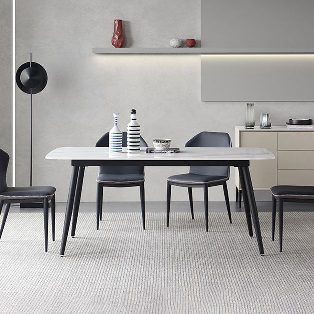 Sintered Stone Modern Dining Table Rectangle Table with 4 Legs for Home Clearhalo ' dining_table' 'Dining Tables & Seating' 'Dining Tables' 'furn' 'furn_dining_table' 'Furniture' 'furniture_dining_table' 'Kitchen & Dining Furniture' 'kitchen&dining_furn' 'kitchen' 'kitchen_dining_table' 1200x1200_cc078906-919b-4db3-987f-2d1316f8a4c9