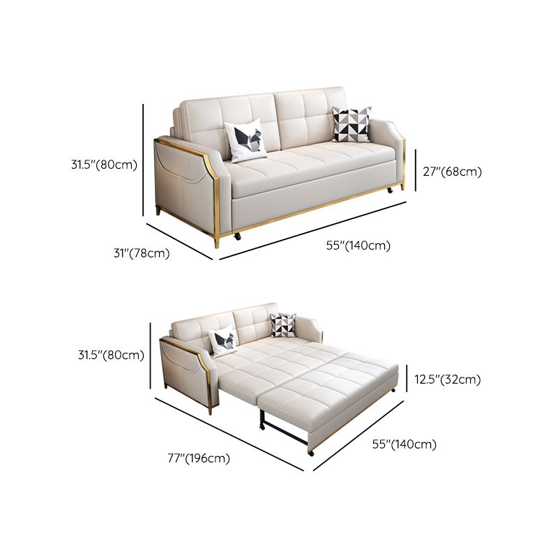 31.49" Tall White Sleeper Sofa Glam Style Biscuit Back Sofa Bed Clearhalo 'furn' 'furn_futons' 'Furniture' 'Futons & Daybeds' 'Futons' 'Living Room Furniture' 1200x1200_cc07c76c-a970-4d8e-be1a-881d6d26a326