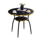 31.5-inch Metal Contemporary Round Dining Table Wood Top Table with Black Legs Clearhalo ' dining_table' 'Dining Tables & Seating' 'Dining Tables' 'furn' 'furn_dining_table' 'Furniture' 'furniture_dining_table' 'Kitchen & Dining Furniture' 'kitchen&dining_furn' 'kitchen' 'kitchen_dining_table' 1200x1200_cc08210c-0797-419b-bac2-9afee04f14c4