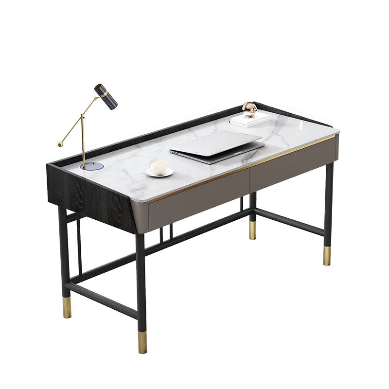 Tavolo da lavoro a forma di rettangolare da casa scrivania in pietra in grigio