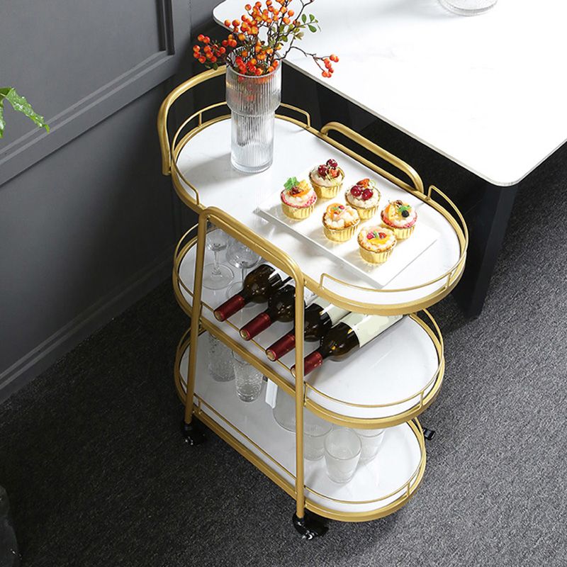 Contemporary Style Oval Prep Table Rolling Metal Prep Table for Kitchen Clearhalo 'furn' 'furn_kitchen_islands_carts' 'Furniture' 'Kitchen & Dining Furniture' 'Kitchen Islands & Carts' 'kitchen_islands_carts' 1200x1200_cc096274-70cf-4c67-a88e-c2c07500c2d0