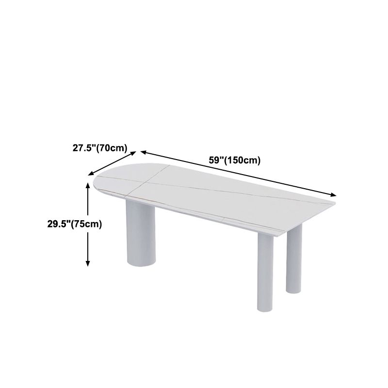 Modern Stone Top Oval Dinette Table Wood Tripod Base Dining Table in White Clearhalo 'Dining Tables & Seating' 'Dining Tables' 'dining_table' 'furn' 'furn_dining_table' 'Furniture' 'furniture_dining_table' 'Kitchen & Dining Furniture' 'kitchen' 'kitchen_dining_table' 1200x1200_cc0ae1e3-c8ce-47dd-a8c2-79bdf44a17a2