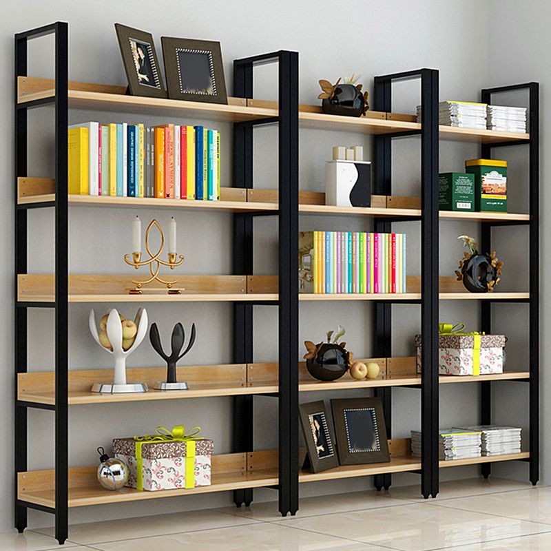 Vertical Industrial Etagere Bookshelf Steel Frame Solid Wood Shelf Bookshelf Clearhalo 'Bookcases' 'furn' 'furn_bookcases' 'Furniture' 'furniture_bookcases' 'kitchen' 'kitchen_bookcases' 'Living Room Furniture' 'Office Furniture' 1200x1200_cc0e7ef2-c86a-4ed9-8cdd-783ac6ad364f