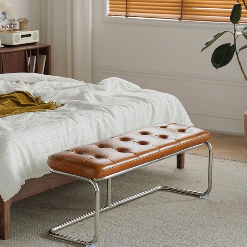 Rectangle 13.8" Wide Brown Bench Cushioned Upholstered Entryway Bench Clearhalo 'Benches' 'Chairs & Seating' 'furn' 'furn_benches' 'Furniture' 'Living Room Furniture' 1200x1200_cc101021-4b61-4a94-a805-94fcd0474881