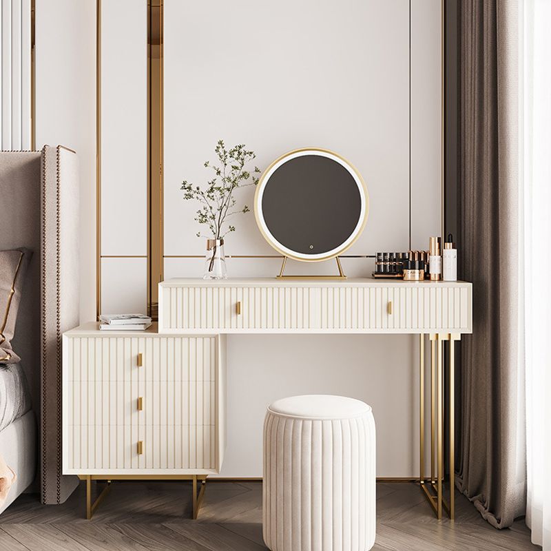 15.74" Wide Dresser with 5 Storage Drawers Cream Vanity Table Glam Style