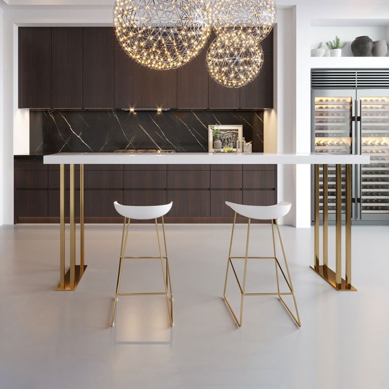 Tavolo da bar rettangolo in stile glam tavolo da vino in legno solido con base di slitte da vino