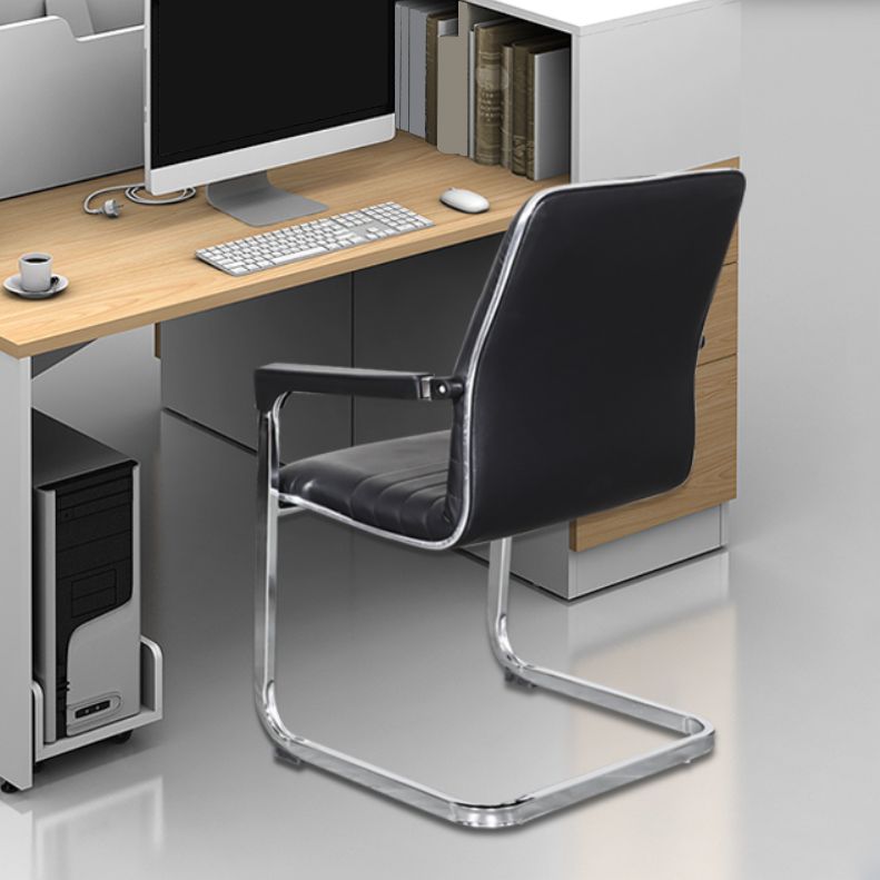 Silla de cuero de la oficina de la oficina de armas fijo contemporánea para la oficina