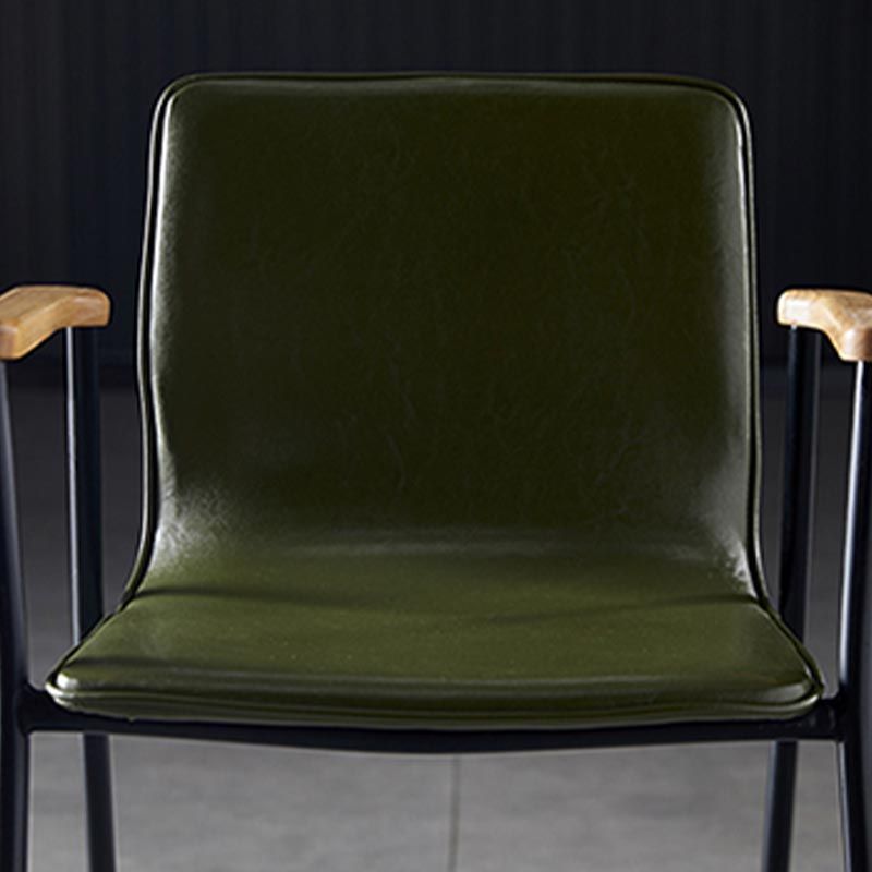 Industriële eetgelegenheden lederen eetkamerstoel met metalen basis