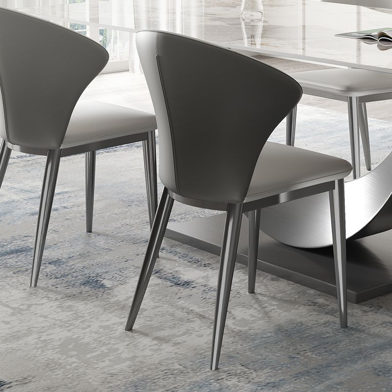 Kitchen Contemporary Side Chair Gray Legs Wingback Dining Chair