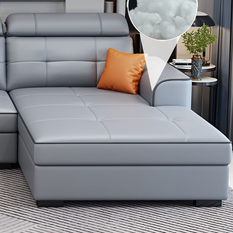 Contemporary Stain-resistant Sectional L-shape Sqaure Arm Sectional in Grey Clearhalo 'furn' 'furn_sectionals' 'Furniture' 'Living Room Furniture' 'Sectionals' 1200x1200_cc164496-f131-4721-ade1-e15f267710d0