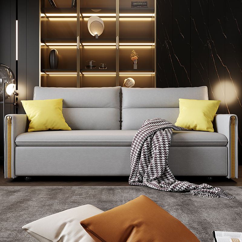 Canapé canapé de lit contemporain résistant aux taches en cuir en cuir en gris