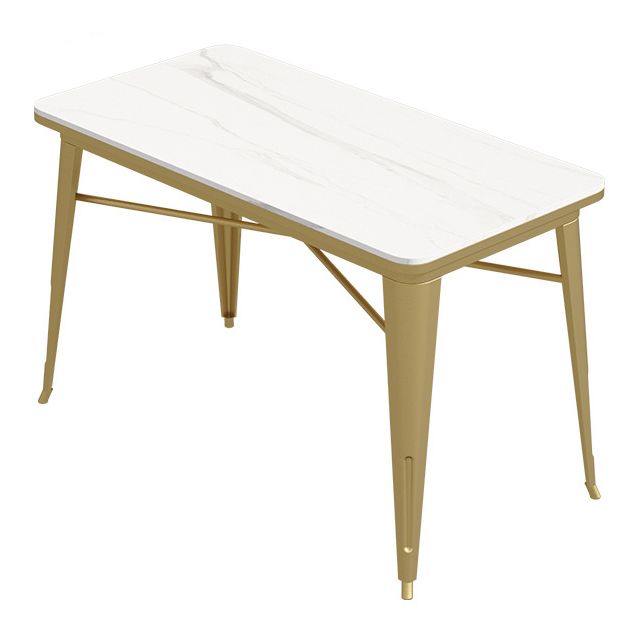 Industrial Dining Table White Sintered Stone Table with Gold Sled Base for Dining Room Clearhalo ' dining_table' 'Dining Tables & Seating' 'Dining Tables' 'furn' 'furn_dining_table' 'Furniture' 'furniture_dining_table' 'Kitchen & Dining Furniture' 'kitchen&dining_furn' 'kitchen' 'kitchen_dining_table' 1200x1200_cc17f693-cf66-475c-bd94-68e7eb813e62