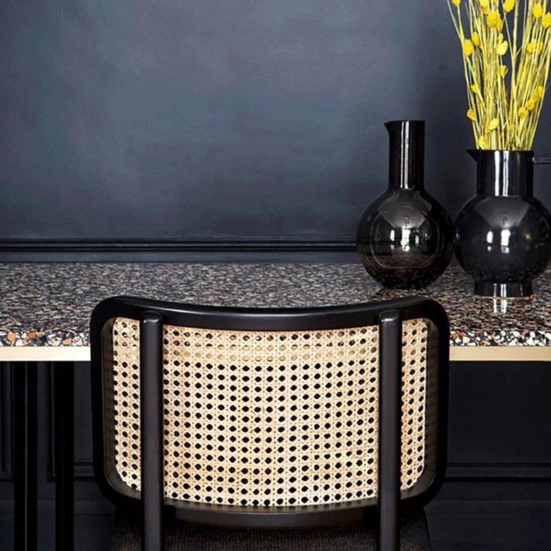 Traditionele stijl stoel vast hout riet rug eetkamerstoel