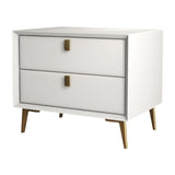 グラム19 ''背の高いベッドナイトスタンドソリッドウッド2ドロワーレッグにはアクセントテーブルナイトスタンドが含まれています