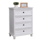 Contemporary White Accent Chest with Drawers and Solid Wood Bun Feet