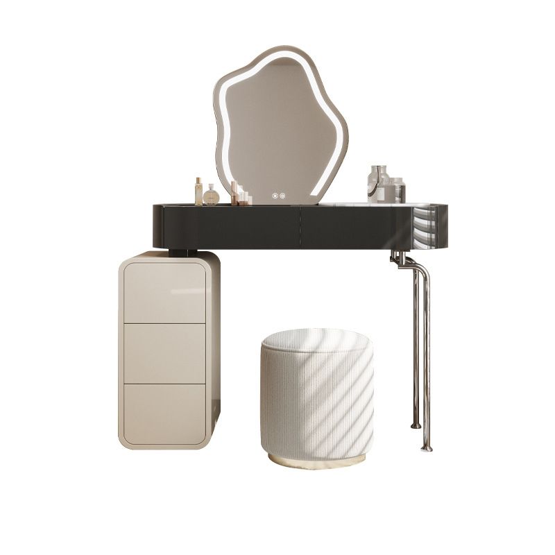 Tavolo da scrivania per trucco nero per trucco in legno con cassetto