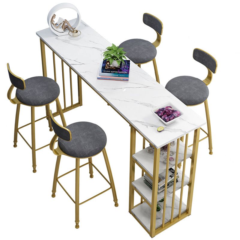 Rectangle Bar Dining Table Contemporary Bar Table with Gold Sled Base Clearhalo 'Bar Furniture' 'Bar Tables' 'bar_tables' 'furn' 'furn_bar_tables' 'Furniture' 'furniture_bar_tables' 'Kitchen & Dining Furniture' 1200x1200_cc20a478-76e0-49ff-b71e-fd65fabe04b5