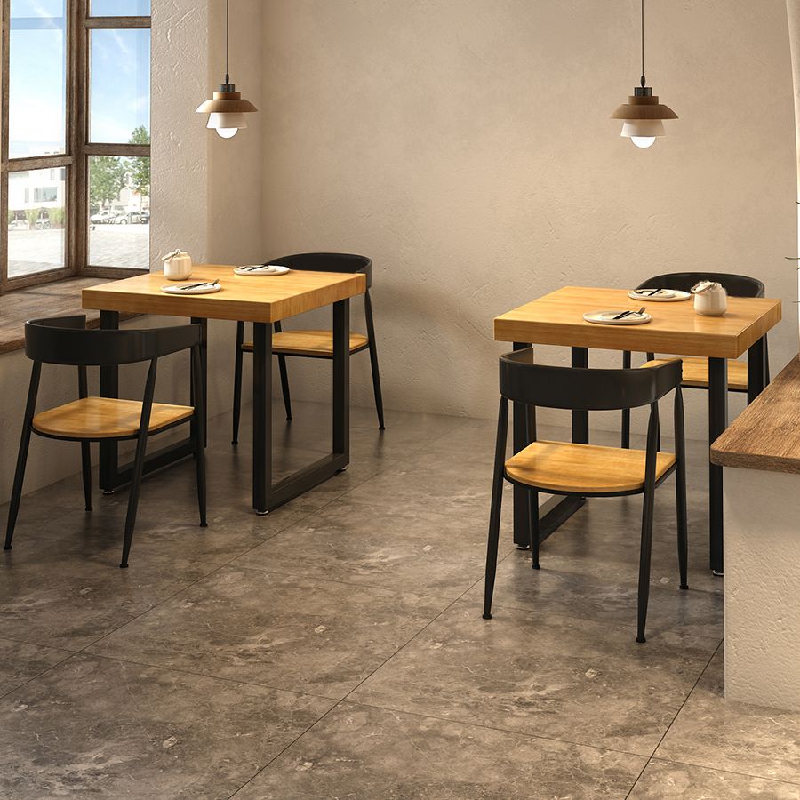 Square Solid Wood Kitchen Table Industrial Dining Table with Metal Double Pedestal Base Clearhalo ' dining_table' 'Dining Tables & Seating' 'Dining Tables' 'furn' 'furn_dining_table' 'Furniture' 'furniture_dining_table' 'Kitchen & Dining Furniture' 'kitchen&dining_furn' 'kitchen' 'kitchen_dining_table' 1200x1200_cc2194dd-5437-4ac0-8569-a5d6aef951f5