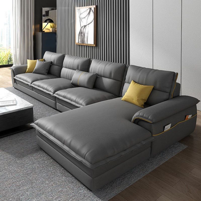 Contemporary Reversible Chaise Sofa with Removable Cushions Slipcovered Sofa Clearhalo 'furn' 'furn_sectionals' 'Furniture' 'furniture_sectionals' 'kitchen' 'kitchen_sectionals' 'Living Room Furniture' 'Sectionals' 1200x1200_cc21a7be-e975-4832-88d8-ff0bf423c153