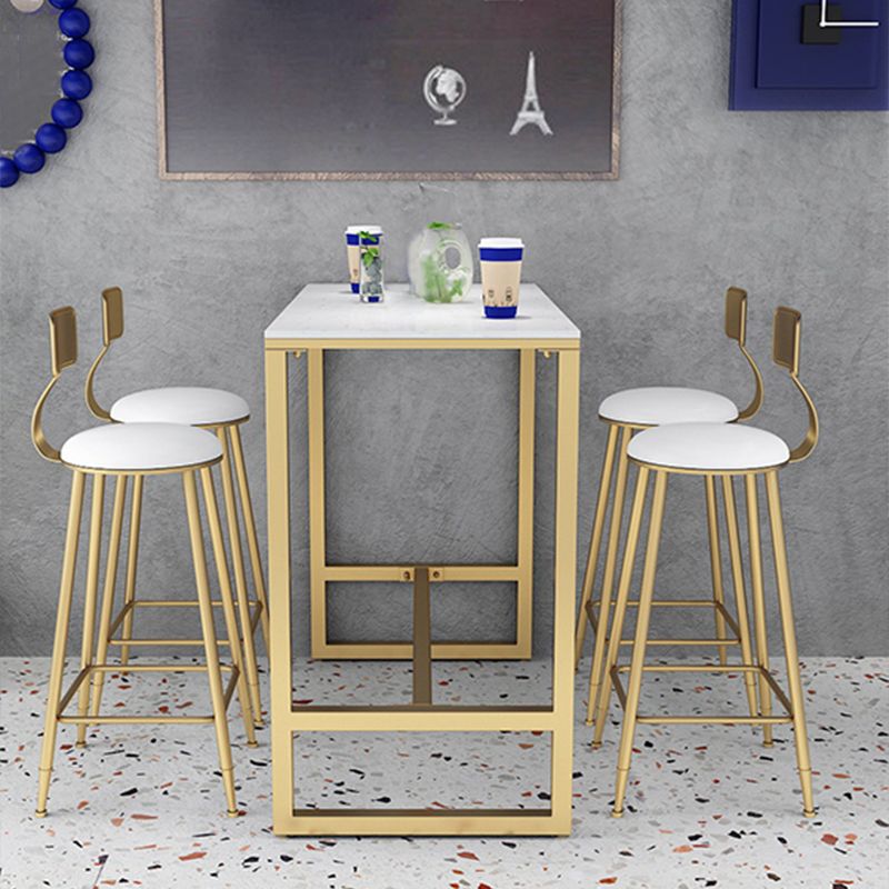 Gold Metal Pub Table Set for Small Places Glam Faux Leather 1/3/5 Pieces Bar Set Clearhalo 'Bar Furniture' 'furn' 'furn_home_bar_bar_sets' 'Furniture' 'Home Bars & Bar Sets' 'home_bar_bar_sets' 'Kitchen & Dining Furniture' 1200x1200_cc220bf4-1db0-4aa4-aac9-a38b122f8603