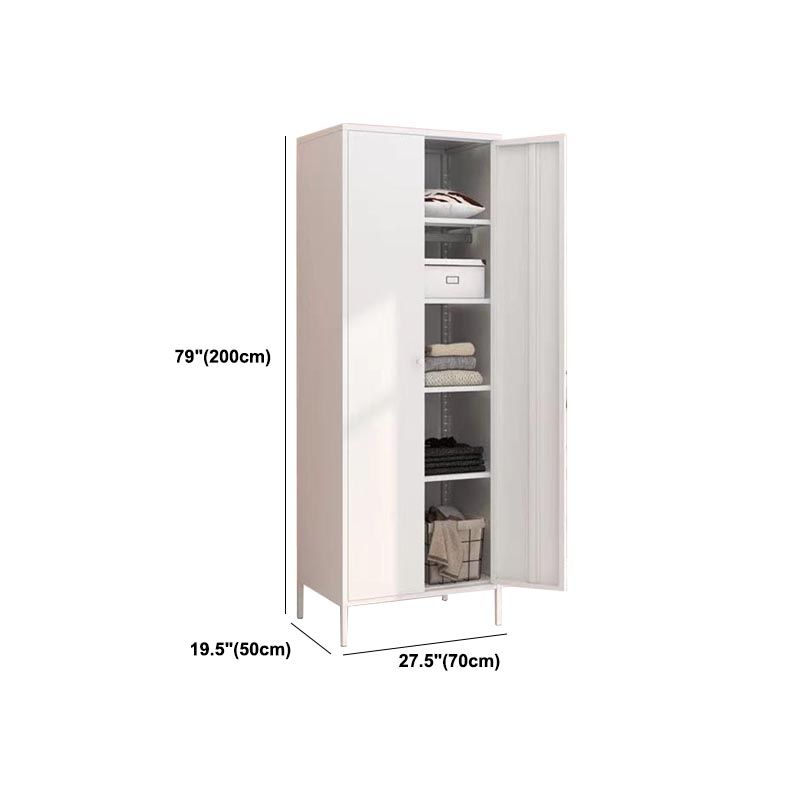 White Steel Wardrobe Cabinet with Adjustable Shelves Modern Wardrobe Closet Clearhalo 'Armoires & Wardrobes' 'armoires_wardrobes' 'Bedroom Furniture' 'furn' 'furn_armoires_wardrobes' 'Furniture' 1200x1200_cc23ea1a-de87-4a3a-9dc6-be7b2154c372