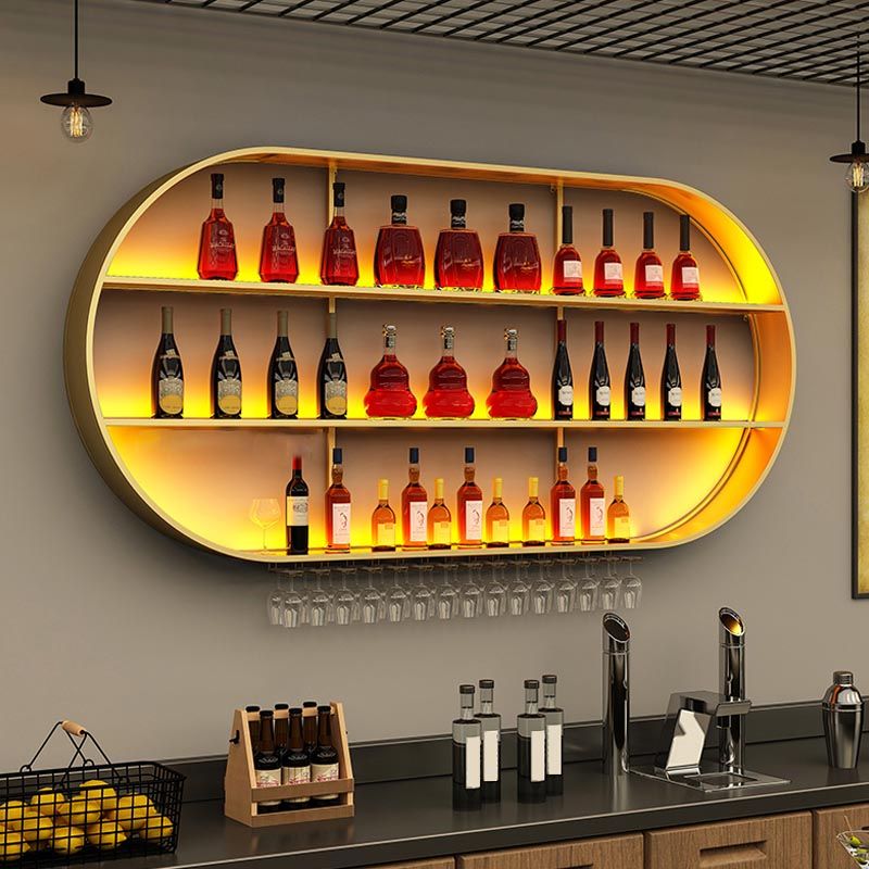 Scaffale di vino di ferro moderno a parete a parete rastrellatura con scaffale