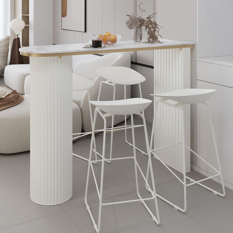 Stone Bar Dining Table Modern Oval Bar Table with Double Pedestal for Kitchen Dining Room Clearhalo 'Bar Furniture' 'Bar Tables' 'bar_tables' 'furn' 'furn_bar_tables' 'Furniture' 'furniture_bar_tables' 'Kitchen & Dining Furniture' 1200x1200_cc2477ac-9008-4a84-abf7-d0b9e731a14d