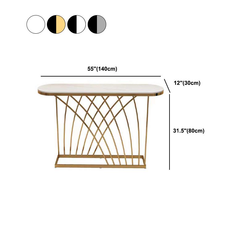 Tabella della console ovale in bianco/nero, tavolo da accento per console a astratto