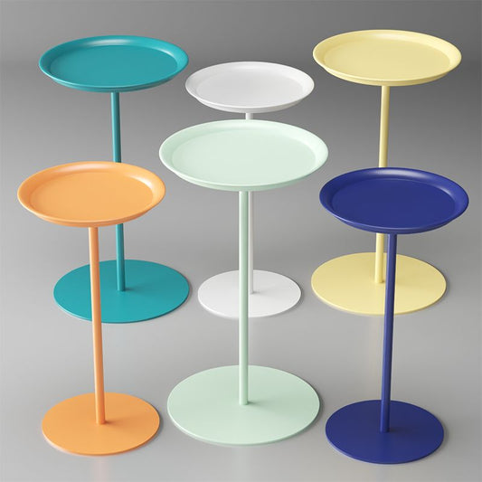 Tavolino in metallo rotondo con base laterale moderna di base di base di piedistallo