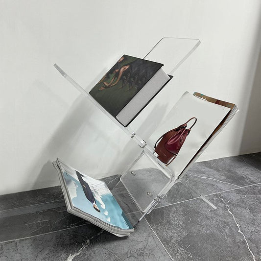 Modern Antique Finish Shelf Bookcase Acrylic Book Shelf with Shelves Clearhalo 'Bookcases' 'furn' 'furn_bookcases' 'Furniture' 'Office Furniture' 1200x1200_cc2b82cb-f4fa-4a16-9530-81ff51348828