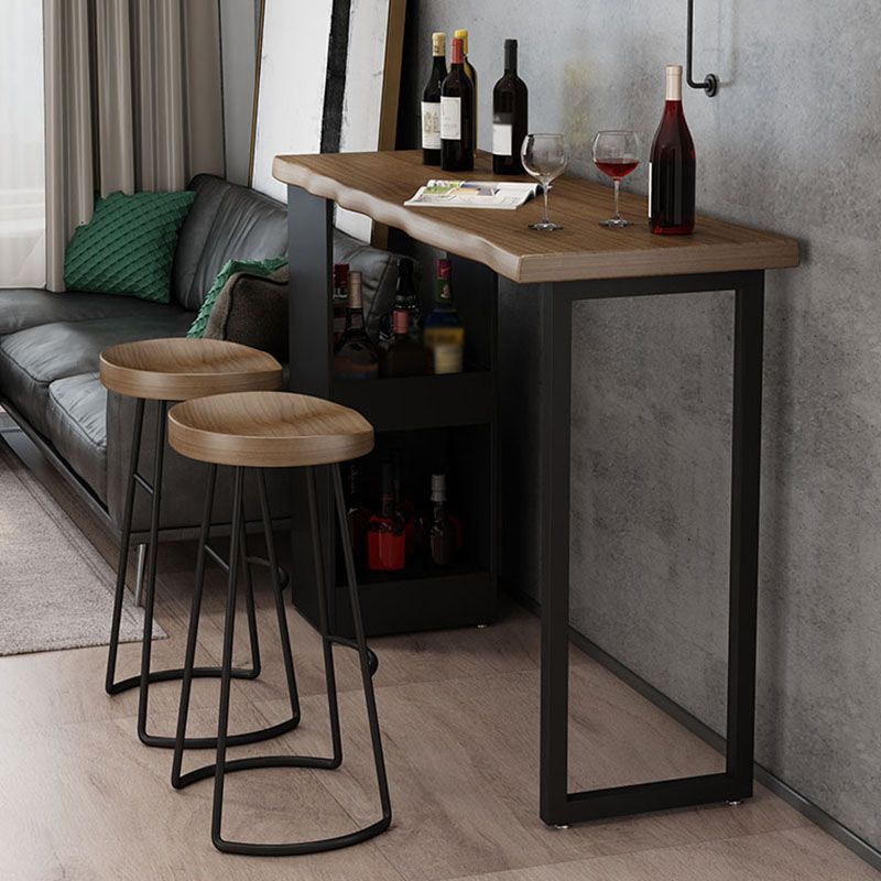 Industrial Pine Pub Bar Table Indoor Iron Double Pedestal Bar Dining Table with 2-Shelf Clearhalo 'Bar Furniture' 'Bar Tables' 'bar_tables' 'furn' 'furn_bar_tables' 'Furniture' 'furniture_bar_tables' 'Kitchen & Dining Furniture' 'kitchen&dining_furn' 'kitchen' 1200x1200_cc2c6e32-9583-4e55-9391-f23ee7c409d3