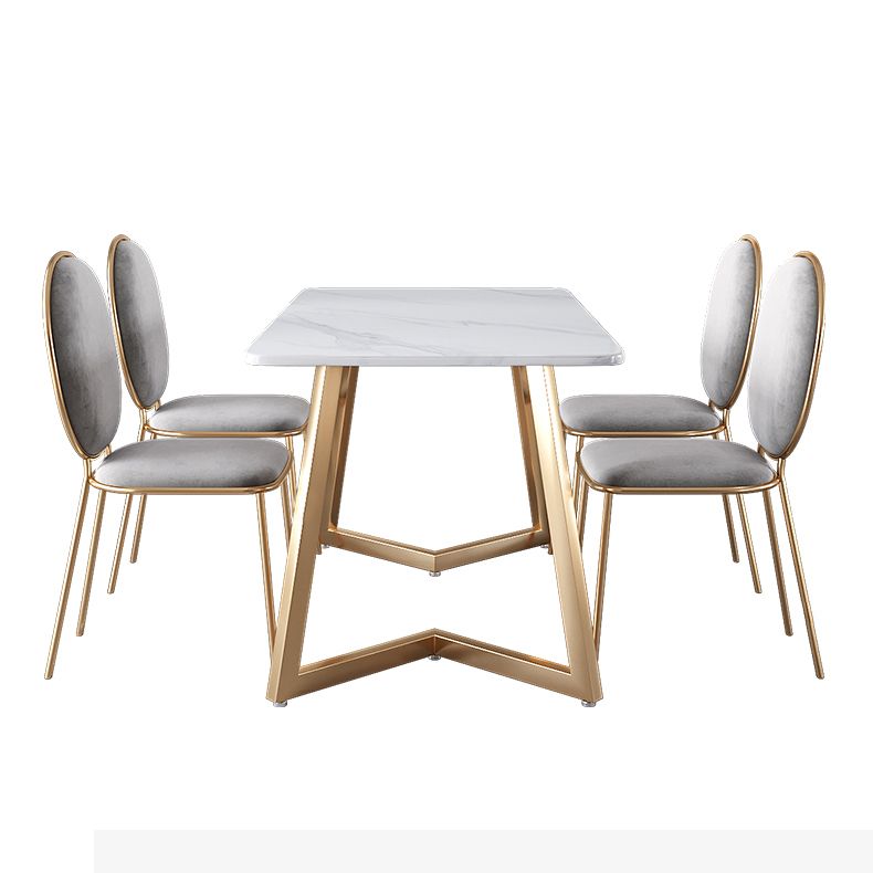 Glam Iron Dinette Set 1/2/5 Pieces Rectangle Sintered Stone Top Dining Table Set Clearhalo 'Dining Room Sets' 'Dining Tables & Seating' 'dining_room_set' 'furn' 'furn_dining_room_set' 'Furniture' 'furniture_dining_room_set' 'Kitchen & Dining Furniture' 1200x1200_cc2ca1cc-35f2-4882-9c25-a938e079bc57