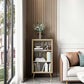 Glam Engineered Wood Bookcase Standard Closed Back Bookshelf with Cabinets