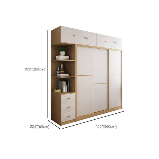 Contemporary Wooden Wardrobe Modern Cloth Rod Included Wardrobe Closet for Bedroom