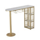 Glam White Marble Counter Table with Specialty Table Top Double Pedestal Table - 42" H Clearhalo 'Bar Furniture' 'Bar Tables' 'bar_tables' 'furn' 'furn_bar_tables' 'Furniture' 'furniture_bar_tables' 'Kitchen & Dining Furniture' 1200x1200_cc2fa9b8-1e29-4167-bc62-5c23b6595745