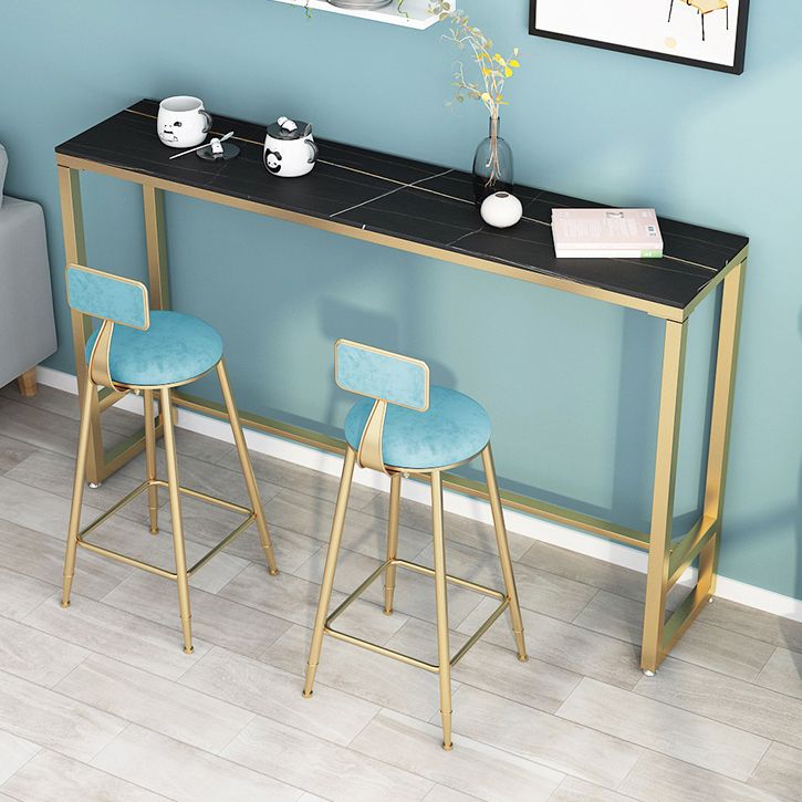 Glam Style Bar Table 42-inch Height Stone Top and Metal Base Bistro Table Clearhalo 'Bar Furniture' 'Bar Tables' 'bar_tables' 'furn' 'furn_bar_tables' 'Furniture' 'furniture_bar_tables' 'Kitchen & Dining Furniture' 1200x1200_cc319566-4d84-4c5e-a6d6-ded2ec6b0395