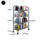 Contemporary Metal Bookshelf with Wheels Open Back Bookcase for Living Room
