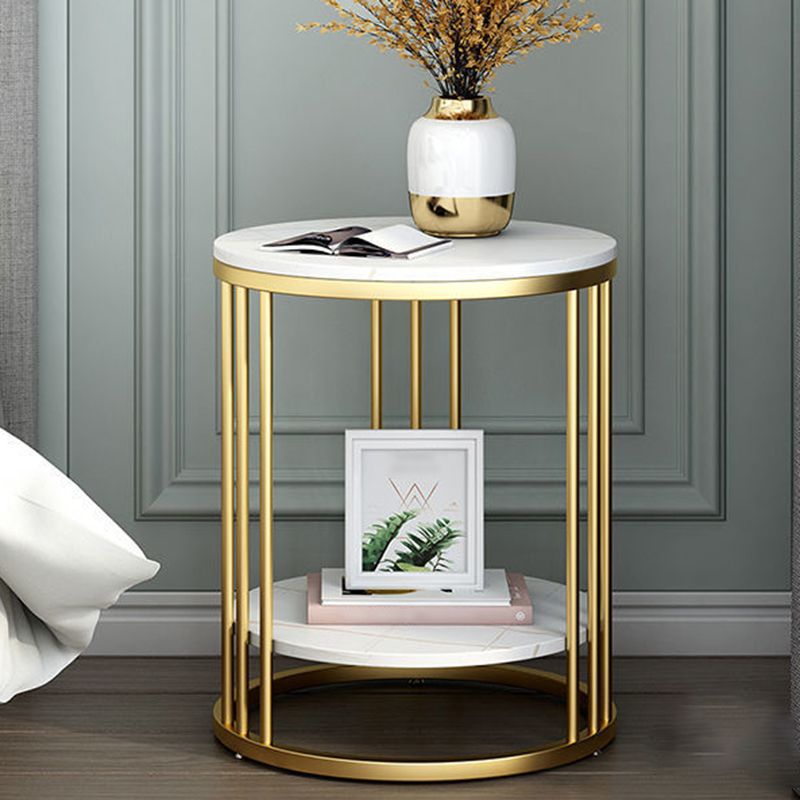 Frame Base Design Gold/ Black Metal Slate Top White Rectangular Side Table Clearhalo 'Coffee & Accent Tables' 'End & Side Tables' 'end_side_tables' 'furn' 'furn_end_side_tables' 'Furniture' 'Living Room Furniture' 1200x1200_cc33e453-aab0-4ef2-b1ab-a91be13e2a81