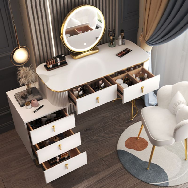 Glam houten frame make -up ijdelheid lade ijdelheid in wit voor slaapkamer