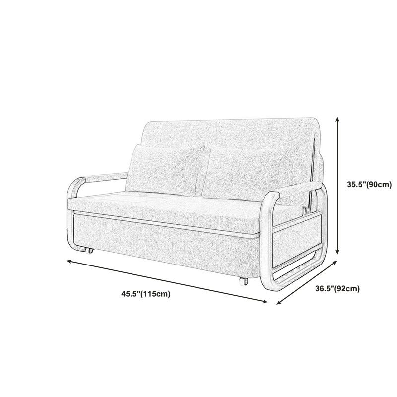 Contemporary Tight Back Sofa Bed Square Arm Fabric Sofa with Storage