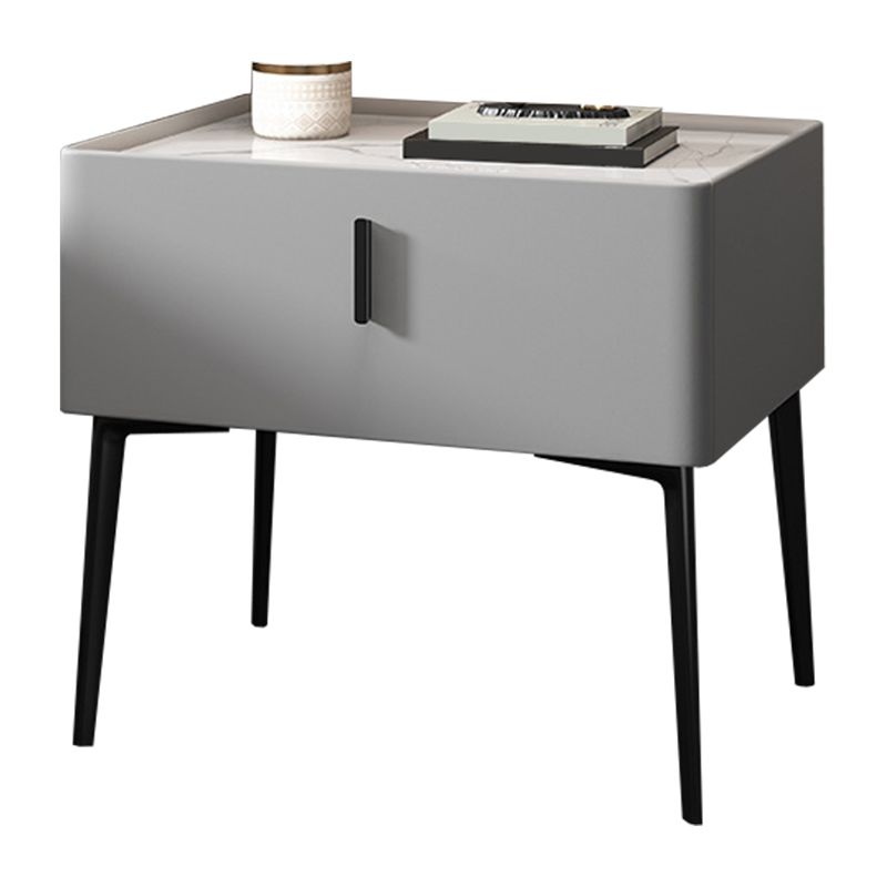 Mesita de noche contemporánea de madera maciza con 1 cajón, 19,7" de alto