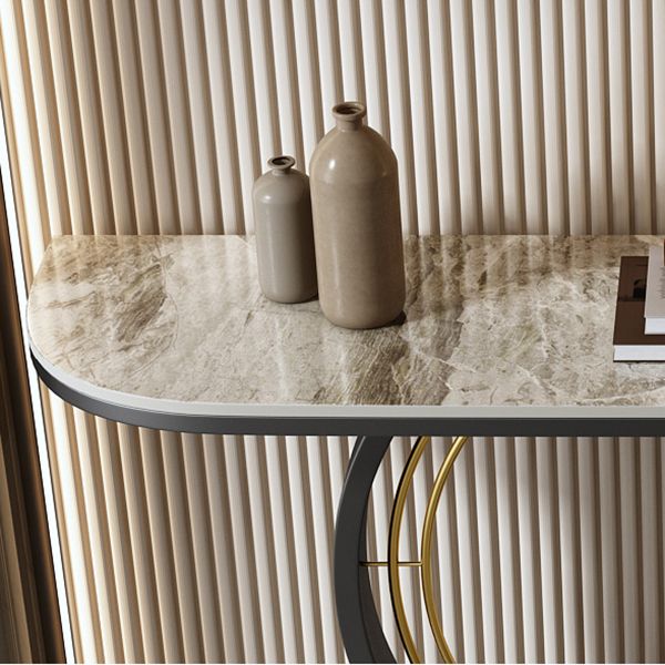 12 Inch Wide Accent Table Half Moon Stone Console Table for Hall Clearhalo 'Console Tables' 'console_tables' 'Entry & Mudroom Furniture' 'furn' 'furn_console_tables' 'Furniture' 1200x1200_cc3c3eb2-20bd-4dc8-8041-649fa9a7816c