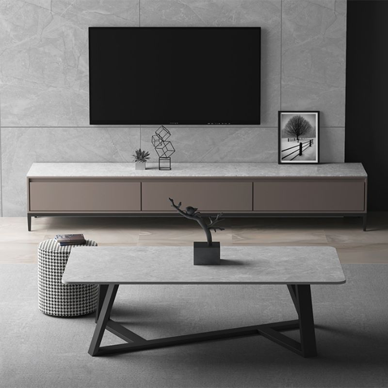 Tavolino rettangolare in ardesia tavolino in metallo tavolo da cocktail in bianco e grigio