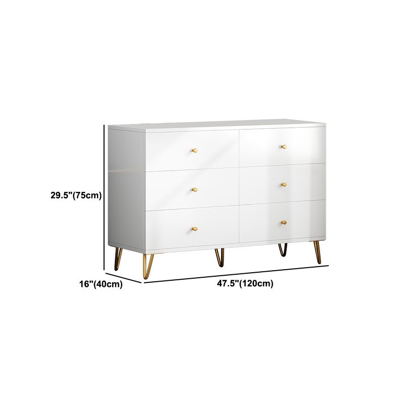 Contemporary White Wooden Chest with Drawers and Metal Legs Accent Chest