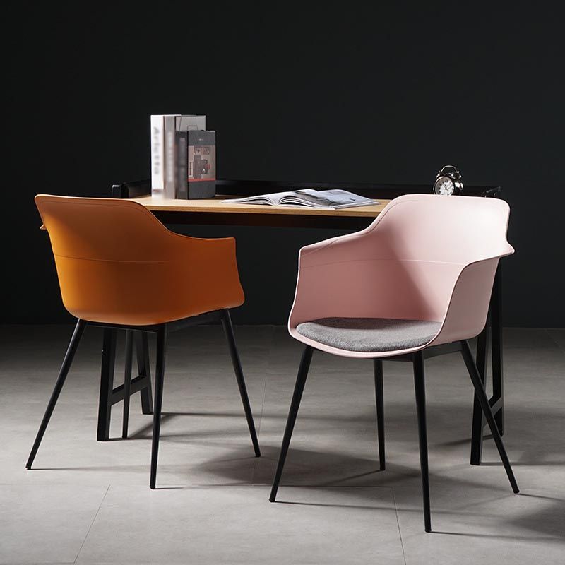 Metal Contemporary Kitchen Dining Chair Arm Solid Back Chair Clearhalo 'Dining Chairs' 'Dining Tables & Seating' 'dining_chair' 'Furniture' 'furniture_dining_chair' 'Kitchen & Dining Furniture' 1200x1200_cc3f86a5-2bb0-4a13-b42b-abbac1f0c6c7