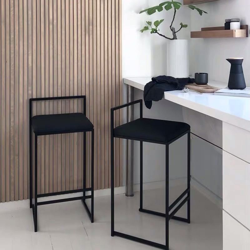 Contemporary Iron Counter Height Stools Low Back Bar Stool with Footrest Clearhalo 'Bar Furniture' 'Bar Stools' 'bar_stools' 'furn' 'furn_bar_stools' 'Furniture' 'Kitchen & Dining Furniture' 1200x1200_cc3fab4e-0964-45dc-ae75-64f63072da9c